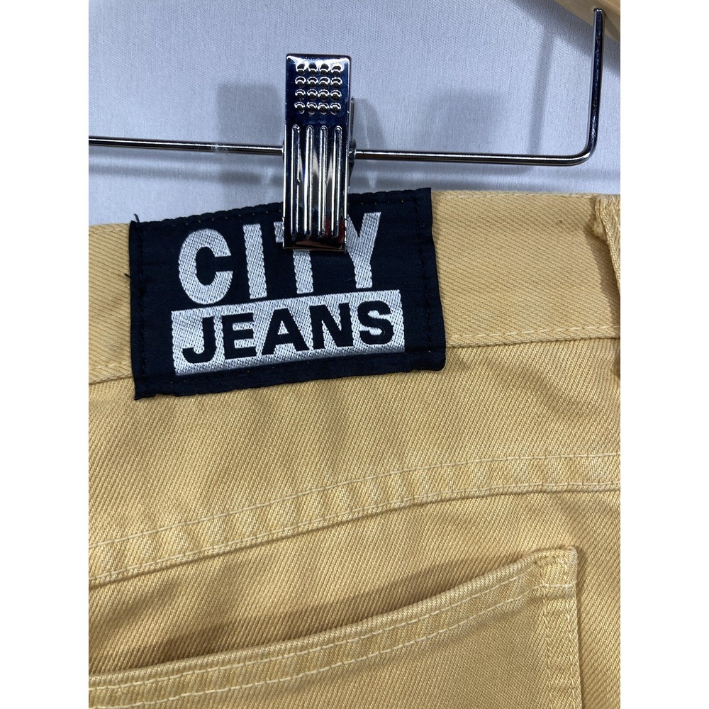 City Jeans rare Pale Yellow Jeans Pockets Vintage 80s Yellow acid wash mom jeans